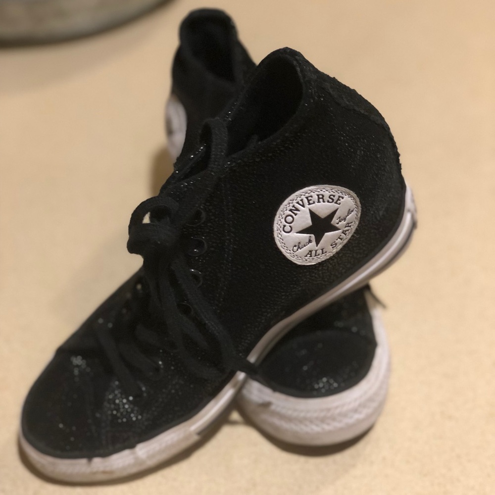 Black glitter wedge Converse